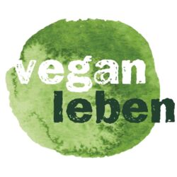 Grünes Logo der Marke vegan leben mit weißer und dunkelgrüner Schrift auf hellgrünem Hintergrund. Ideal für vegane Lebensmittel.